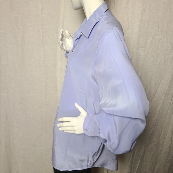 En Thread Womens Periwinkle Blue Business Professional Viscose Button-Down Shirt - Picture 4 of 13